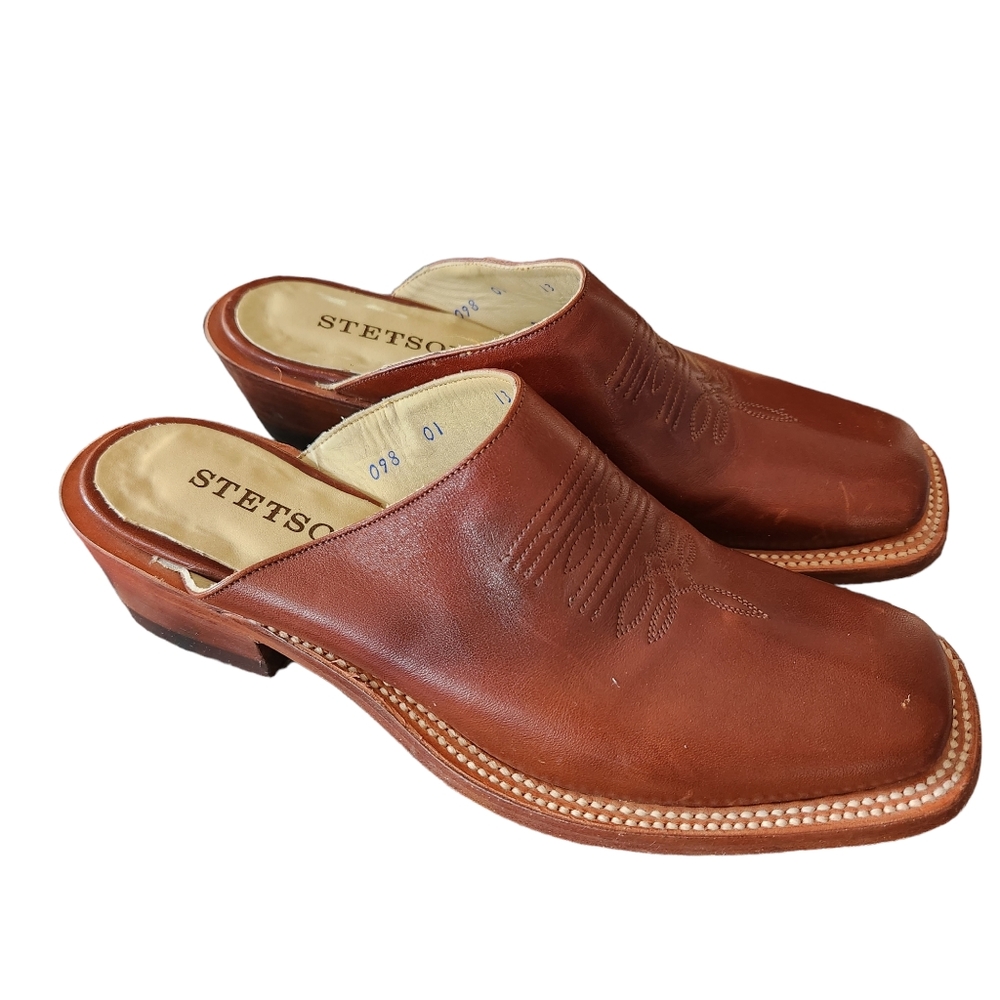 Stetson Slip Mules Leather Heeled Shoes Westernwear Slides